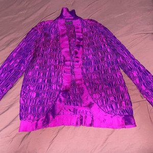 NEW Richard K Tsao S M L Electric PURPLE Silk Handwoven Art-Wear Jacket Blazer